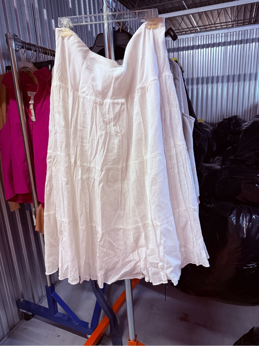 Chaps White Cotton Tiered Dress